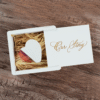 16GB Heart USB 2.0 Flash Drive with Laser Engraved White Wooden Box Filled with Raffia Grass - "Our Story" Design!-1555